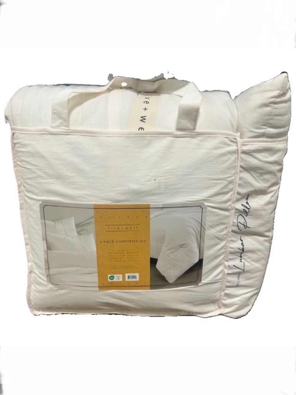 Live Well 6 Piece Cream King Comforter Set with Lumbar Pillow 104”x90”
